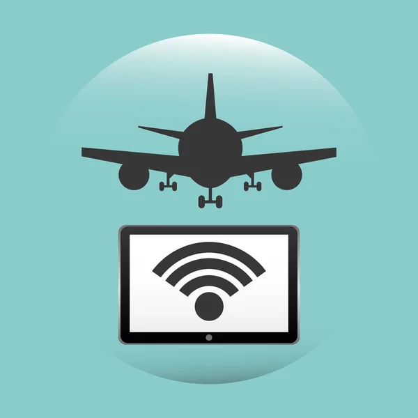Wifi signal in flight design — Stock Vector