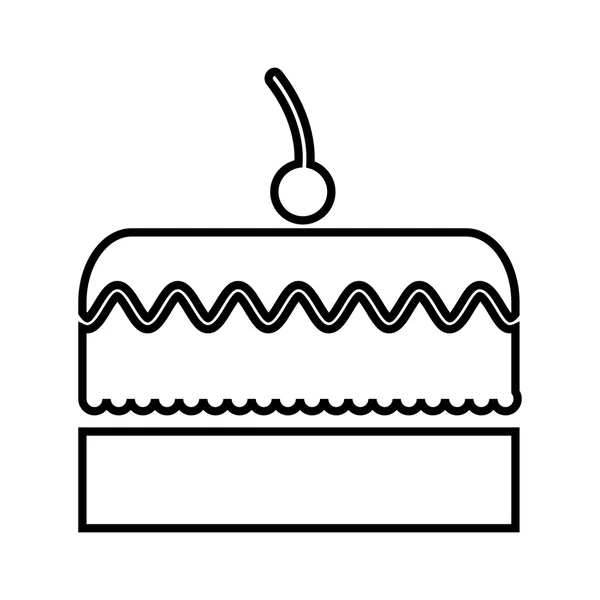 Gâteau avec cerise icône isolée design — Image vectorielle