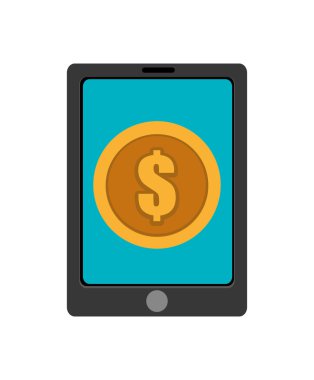 mavi ekran ve ticaret simgesi ile siyah elektronik cihaz, ct