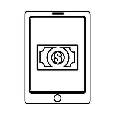 ekranda fatura simgesi ile elektronik cihaz, vektör grafik