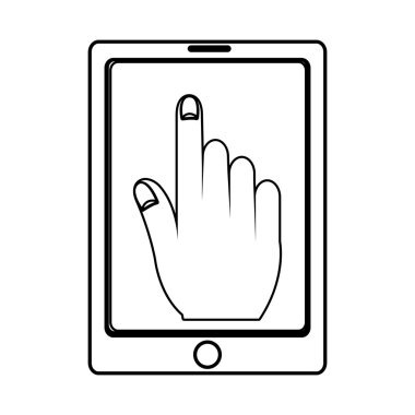 ekranda insan eli ile elektronik cihaz, vektör grafik