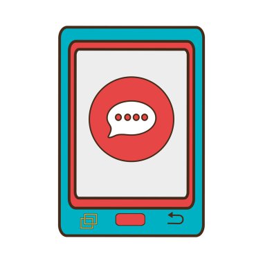 ekranda medya simgesi ile mavi elektronik cihaz, vektör grap