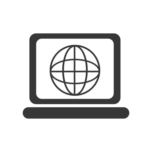 抽象的なワールド マップ画面で、ベクトル グラフと黒のノート パソコン — ストックベクタ