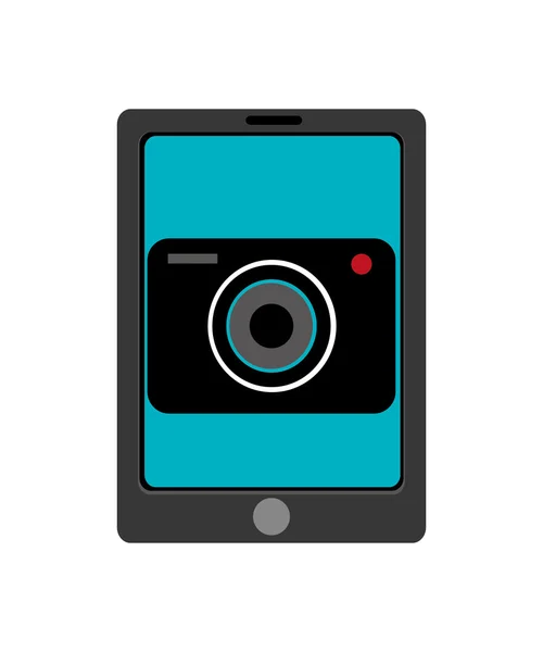 Dispositivo electrónico negro con pantalla azul, gráfico vectorial — Vector de stock
