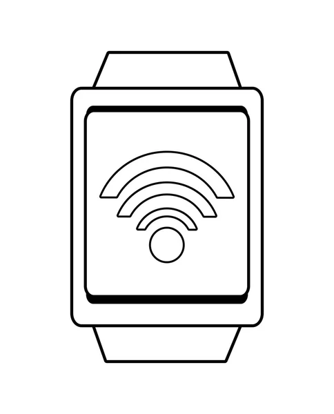 Square watch and wireless icon, vector graphic — Stock Vector