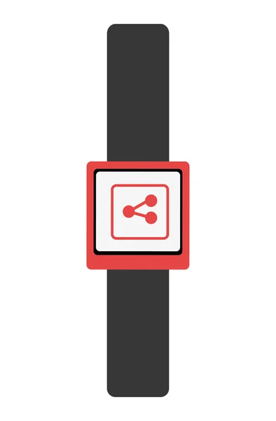 Fekete karóra, piros kerettel és média ikonnal, vektorgrafikus — Stock Vector