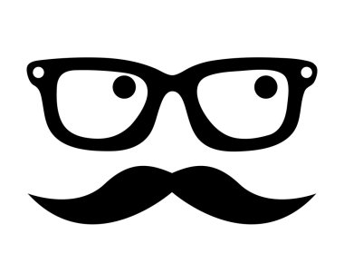 bıyık ve gözlük hipster tarzı izole simge tasarımı