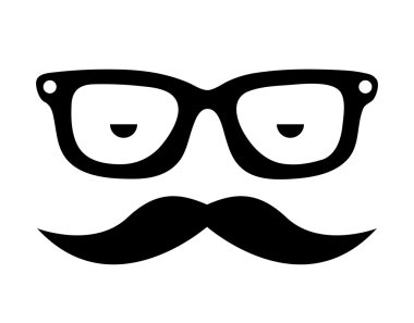bıyık ve gözlük hipster tarzı izole simge tasarımı