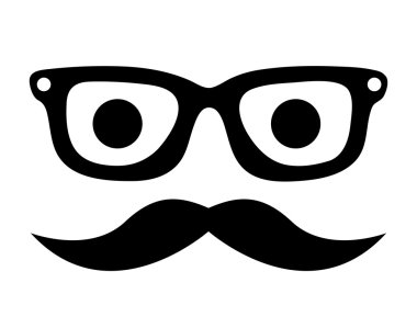 bıyık ve gözlük hipster tarzı izole simge tasarımı