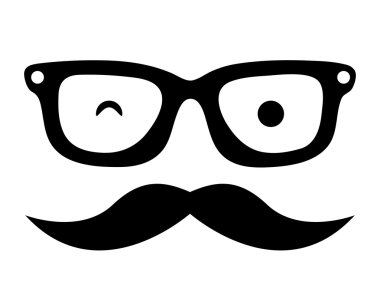 bıyık ve gözlük hipster tarzı izole simge tasarımı