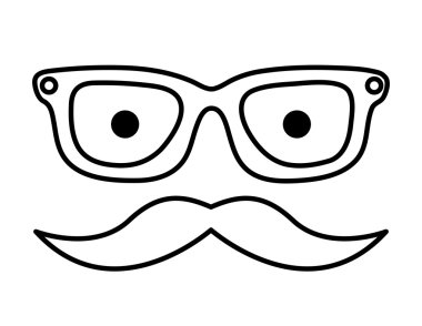 bıyık ve gözlük hipster tarzı izole simge tasarımı