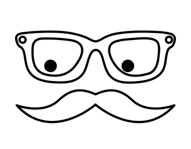 bıyık ve gözlük hipster tarzı izole simge tasarımı