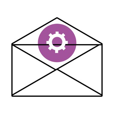 medya simgesi ve renkli daire ile posta zarfı, vektör graphi