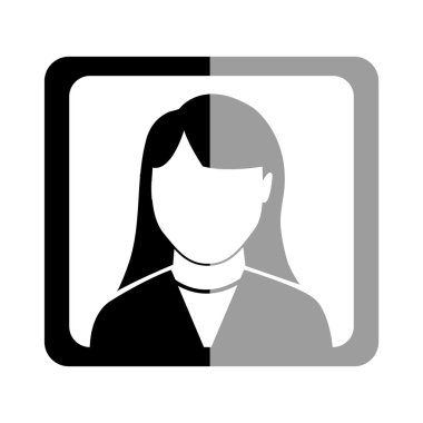 Avatar kadının içinde siyah ve gri çerçeve, vektör grafiği