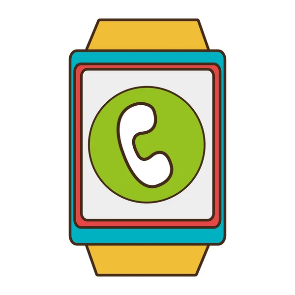Yellow square watch with shopping and media icon on the screen — Stockvector
