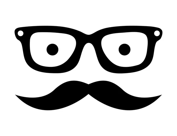 Bigode e óculos estilo hipster design ícone isolado —  Vetores de Stock