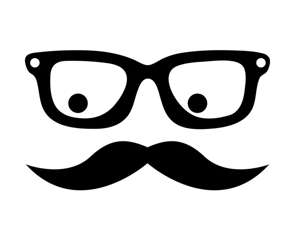 Bigode e óculos estilo hipster design ícone isolado —  Vetores de Stock