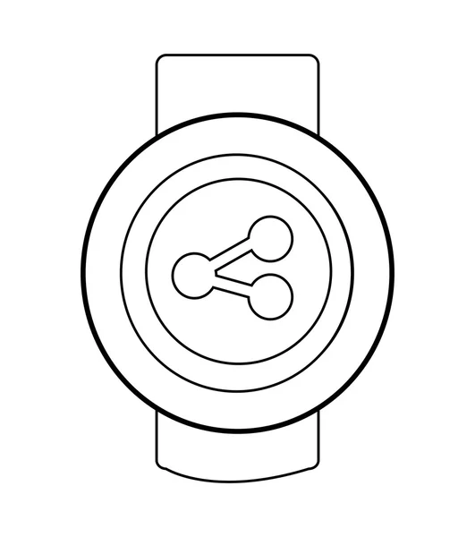 Reloj orbed con icono de medios en la pantalla, gráfico vectorial — Vector de stock