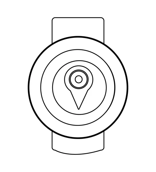 Reloj orbed con icono de medios en la pantalla, gráfico vectorial — Archivo Imágenes Vectoriales
