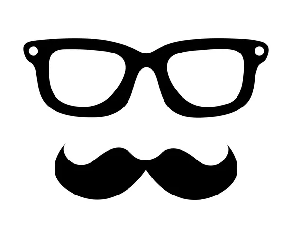 Bigode e óculos estilo hipster design ícone isolado —  Vetores de Stock