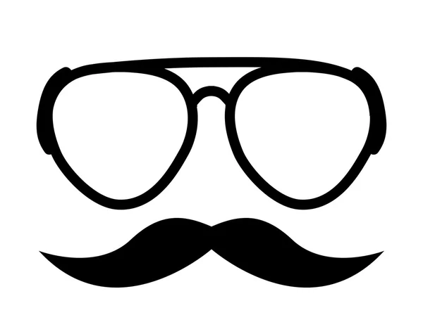 Hipster ikona na białym tle okulary projektować styl wąsy — Wektor stockowy
