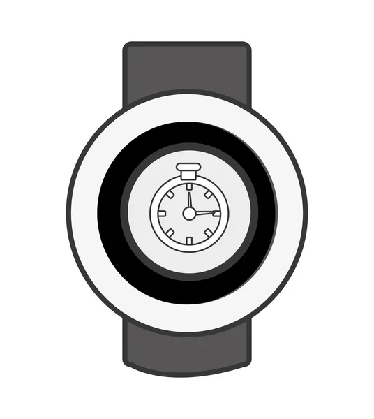 Reloj orbed con icono de medios en la pantalla, gráfico vectorial — Vector de stock