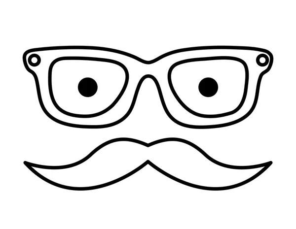 Bigode e óculos estilo hipster design ícone isolado —  Vetores de Stock