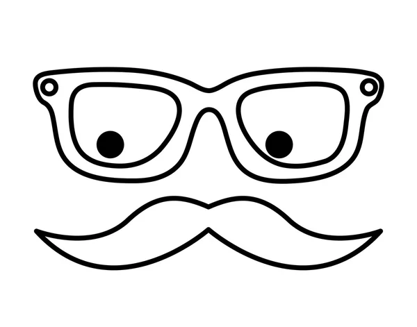 Moustache et lunettes style hipster icône isolée design — Image vectorielle