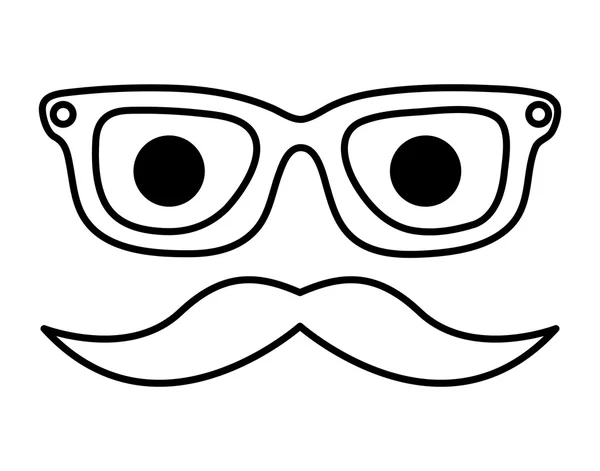 Baffi e occhiali stile hipster isolato icona di design — Vettoriale Stock