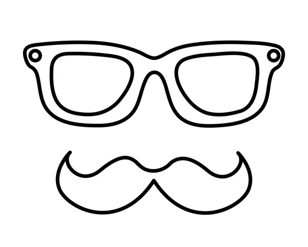 Bigode e óculos estilo hipster design ícone isolado —  Vetores de Stock