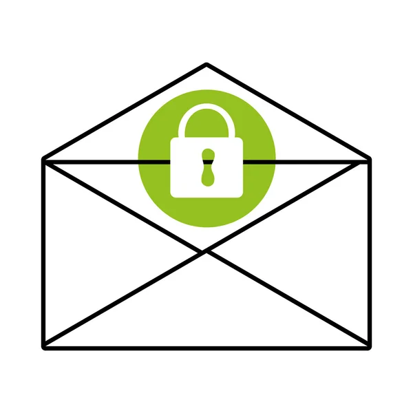 Mail envelope and lock icon, vector graphic — Stock Vector