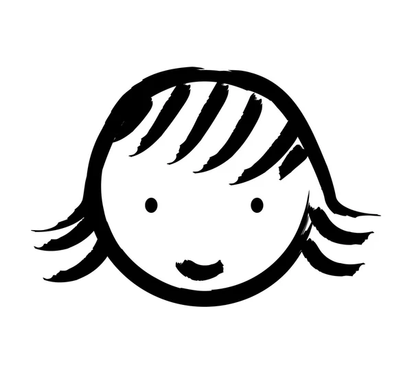 Rosto menina desenhado design ícone isolado — Vetor de Stock