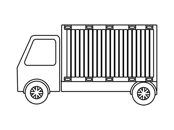 Camion et conteneur en vue latérale, graphique vectoriel — Image vectorielle