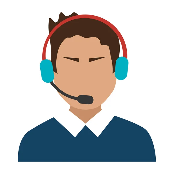 Avatar man with headphones, vector illustration — Stock Vector