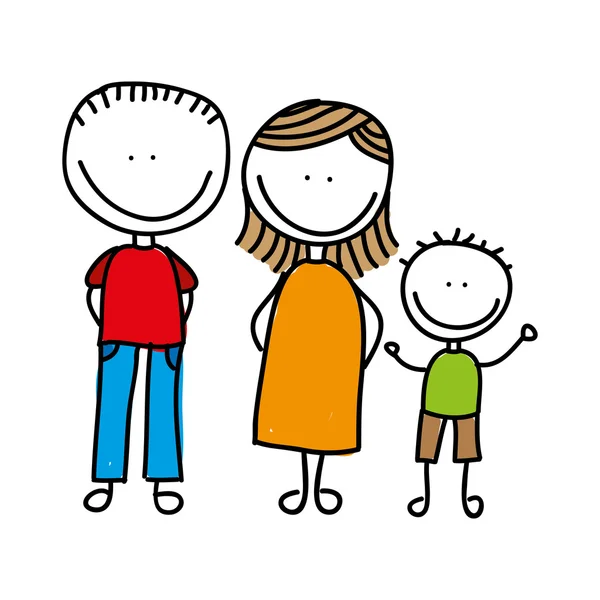 Boldog családi rajz elszigetelt ikon tervezés — Stock Vector