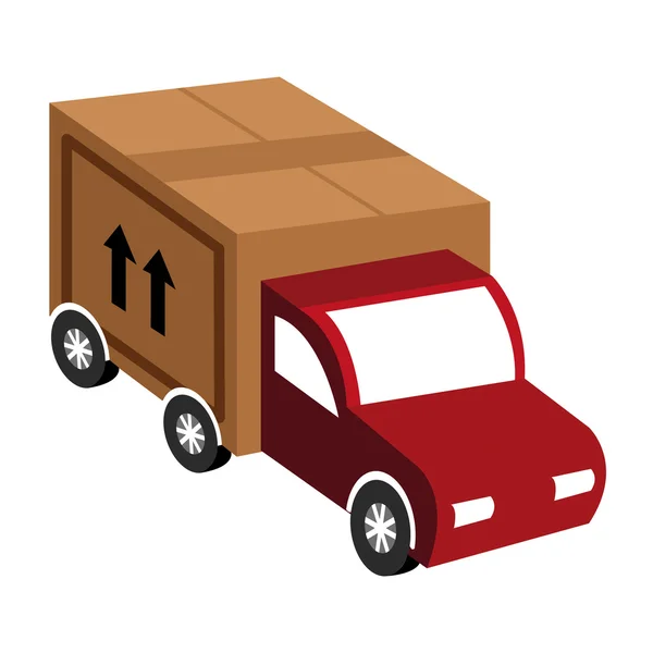 Truck with big box  on front side view,vector graphic — Stock Vector