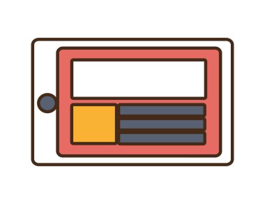 Elektronik cihazla renkli çizgili ve kareler, vektör grafik