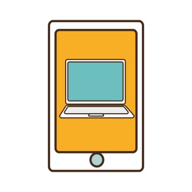 Elektronik cihazla beyaz renkli ekran, vektör grafiği