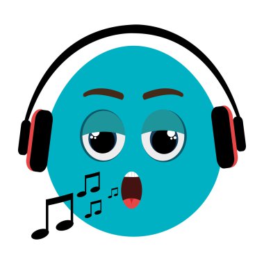 mavi çizgi film yüz ve nota