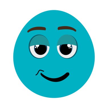 mavi çizgi film yüz sakin ifade ile