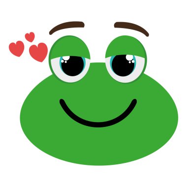 Yeşil avatar kurbağa ve kalp simgesi