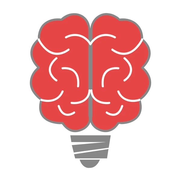Gehirn und grauer Glühbirnenhalter — Stockvektor