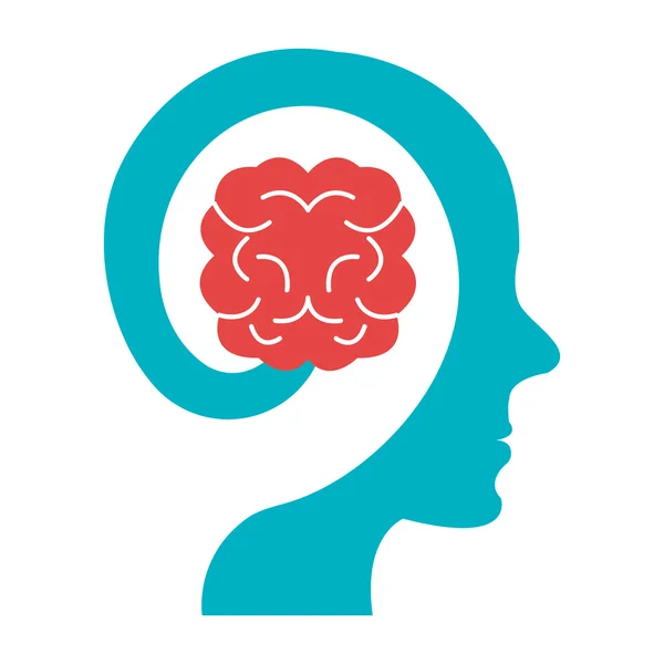 Cabeça humana colorida com ícone do cérebro — Vetor de Stock