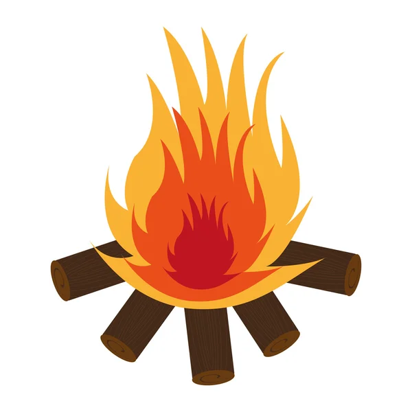 Ξύλινα κούτσουρα με φλόγα — Διανυσματικό Αρχείο