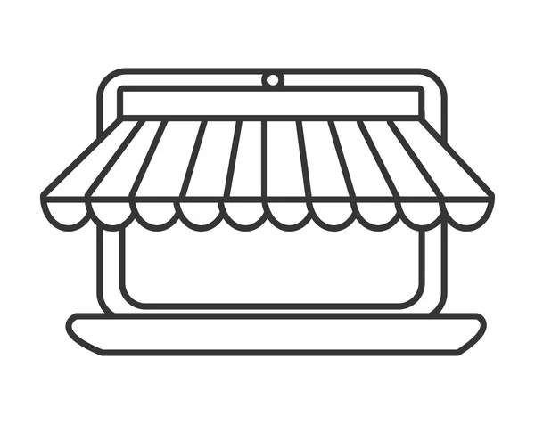 Laptop con icona a strisce — Vettoriale Stock