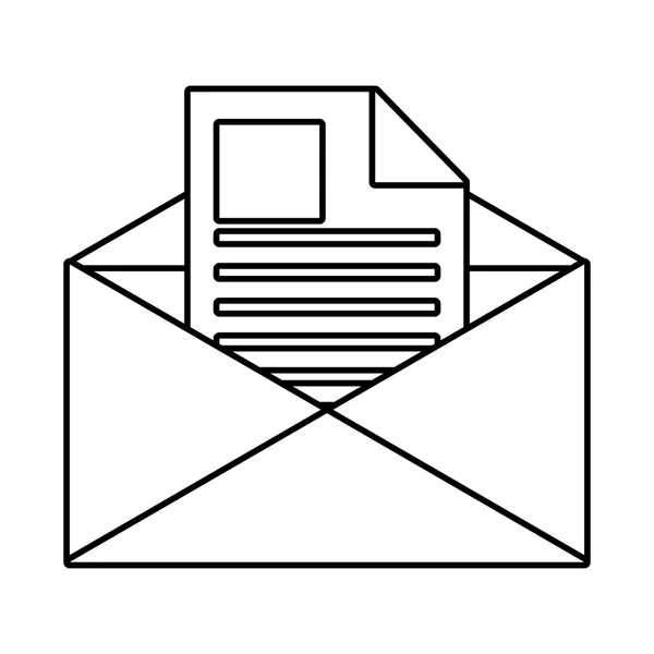 Envelop met Witboek blad en strepen — Stockvector