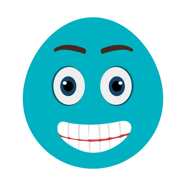 Blue cartoon face smiling — стоковый вектор