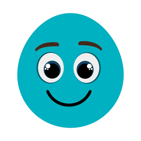Cara de desenho animado azul sorrindo —  Vetores de Stock