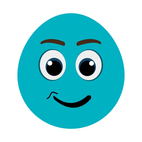 Cara de desenho animado azul com expressão emocional —  Vetores de Stock