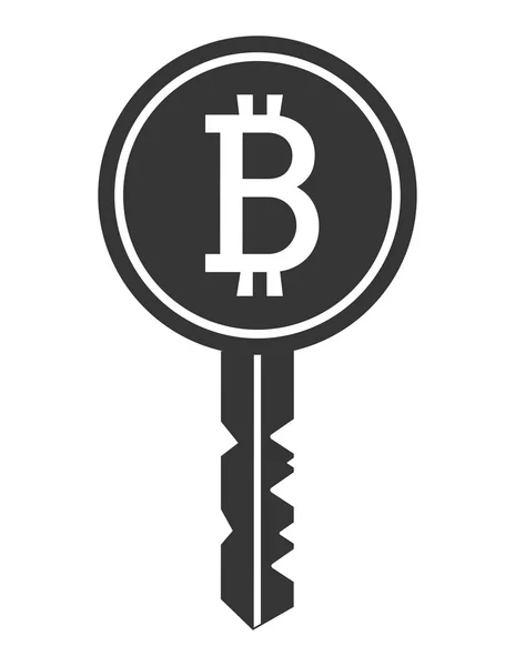 Black and white key with bitcoin signal — Stock Vector